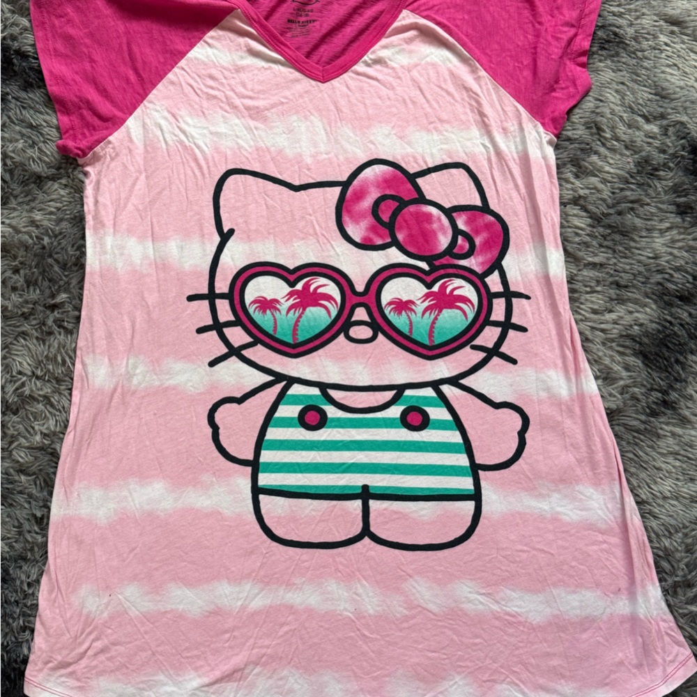 Hello Kitty Pink Long Short Sleeve Tee/ Beach Cover-up
